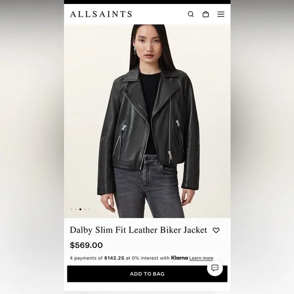 All Saints Black Leather Jacket - Picture 5 of 5